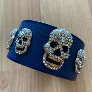 NWT Rhinestone Skull Leather Cuff Bracelet